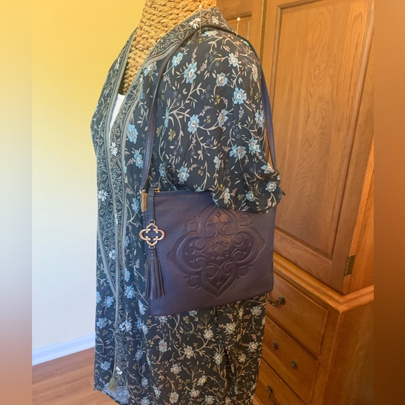 Brighton Inez embossed navy blue shoulder bag - Picture 2 of 11